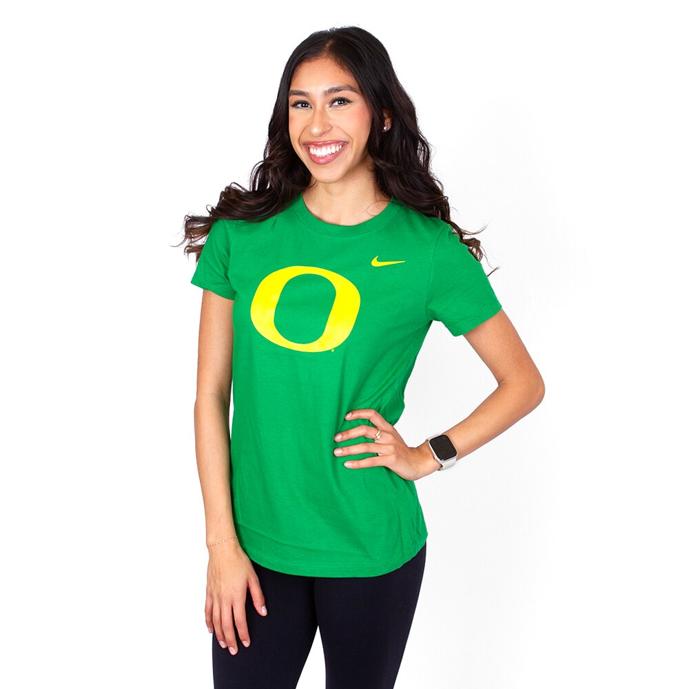 Classic Oregon O, Nike, Green, Crew Neck, Cotton Blend, Women, Football, T-Shirt, 683213